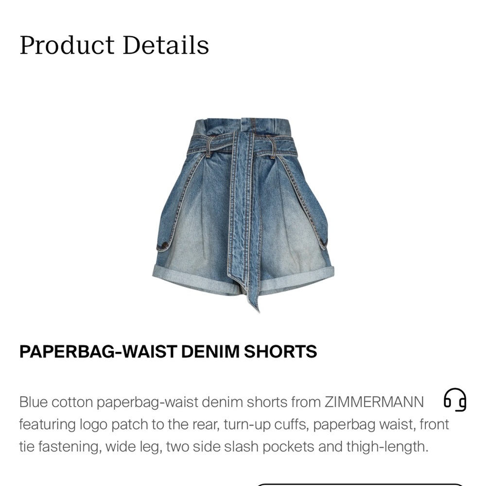 Zimmermann Paperbag high waist Denim Shorts.